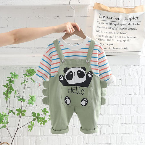 Spring and Autumn Children's Leisure Pocket Straps Two-Piece Set